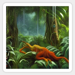 Digital Painting of a Beautiful Jungle With Tropical Leaves Sticker